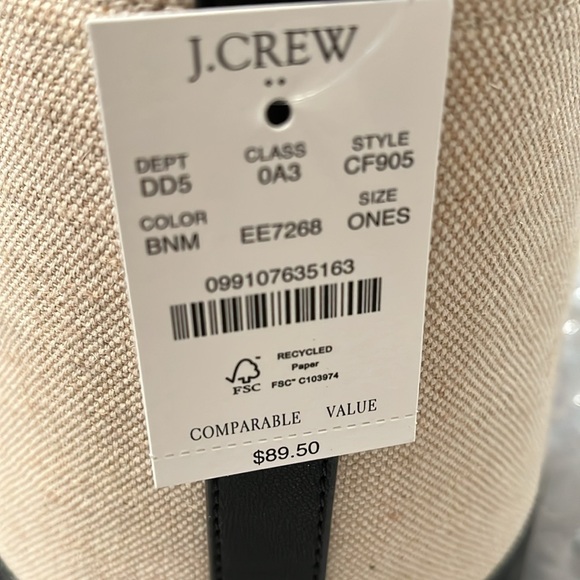 J. Crew Natural/Black Canvas Bucket Bag/NWT - Picture 8 of 11